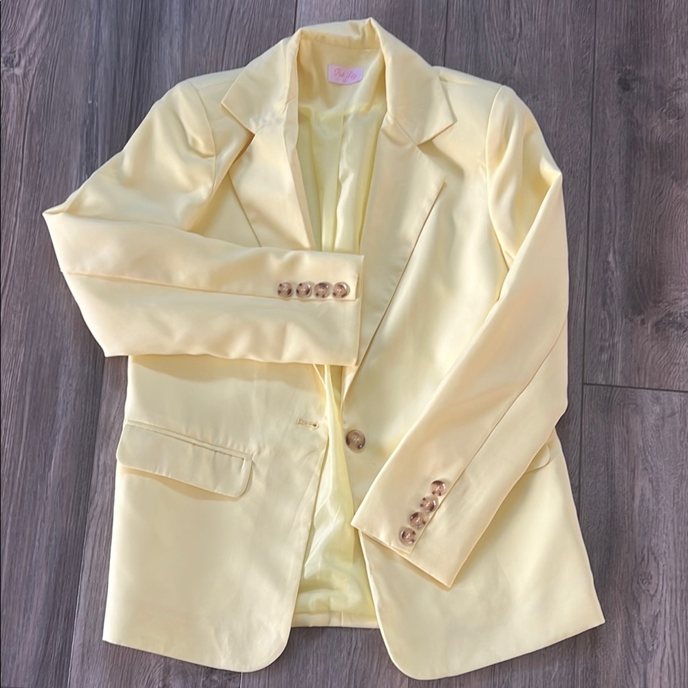 Yellow Blazer with Button Details